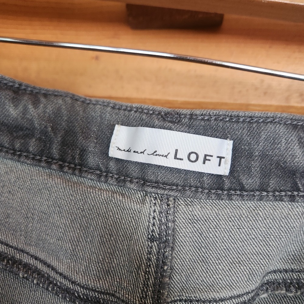 LOFT NWT High Waist The Wide Leg Jeans Gray Stone Wash Whisker Denim Plus Sz 18 - Picture 7 of 10